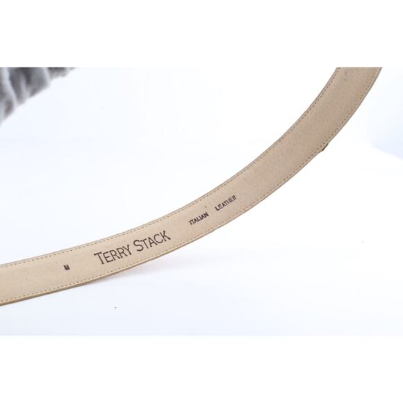 Vintage Terry Stack Beige Croco Print Leather Waist Belt Womens Size M Italy main image 6
